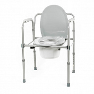 Кресло-туалет  складное со спинкой 10580 с дополнительным сидением с крышкой.