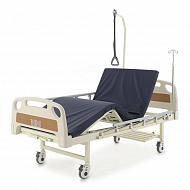 Кровать медицинская Med-Mos механическая E-8 с матрасом, боковыми ограждениями, полкой и доп.фиксатором.